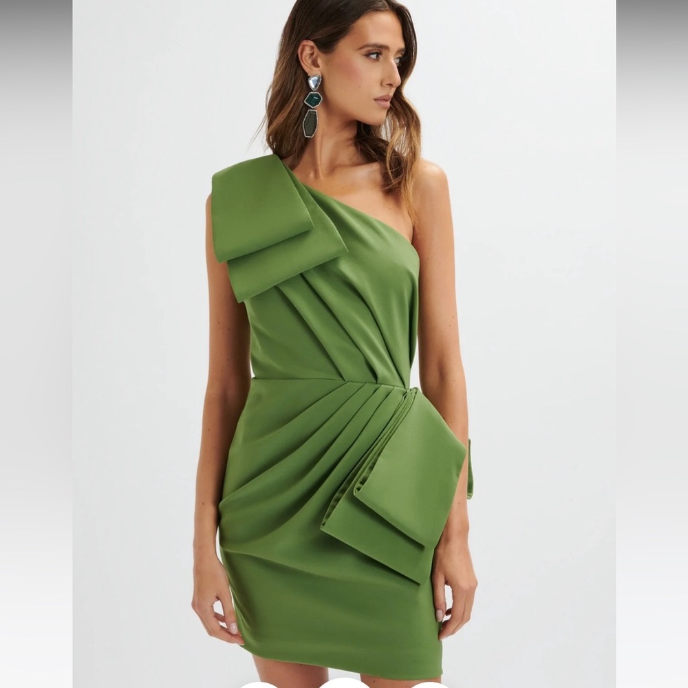 Lavish Alice Moss Green Extreme Bow Dress - Picture 2 of 3